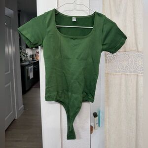 Green Short Sleeve Bodysuit Shapewear